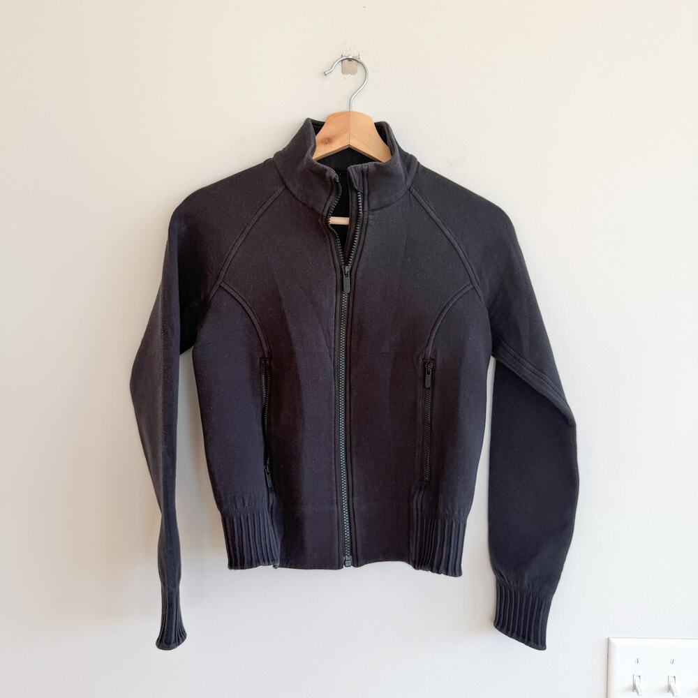 Lululemon NTS Zip Up Athleisure Ribbed Detail Jacket Black 4
